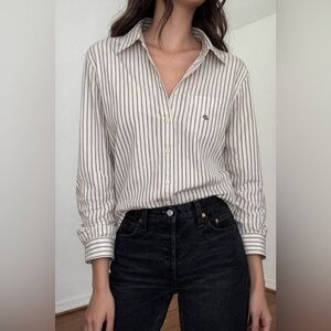 LRalph Lauren Striped Buttondown Oxford Shirt Longsleeve beige white Embroidery